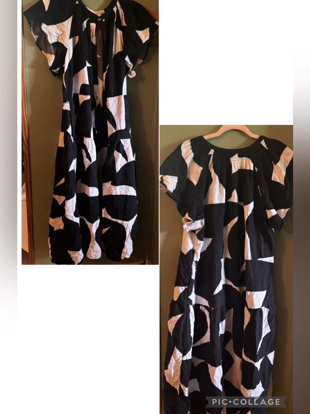 Black and White Abstract Midi Dress